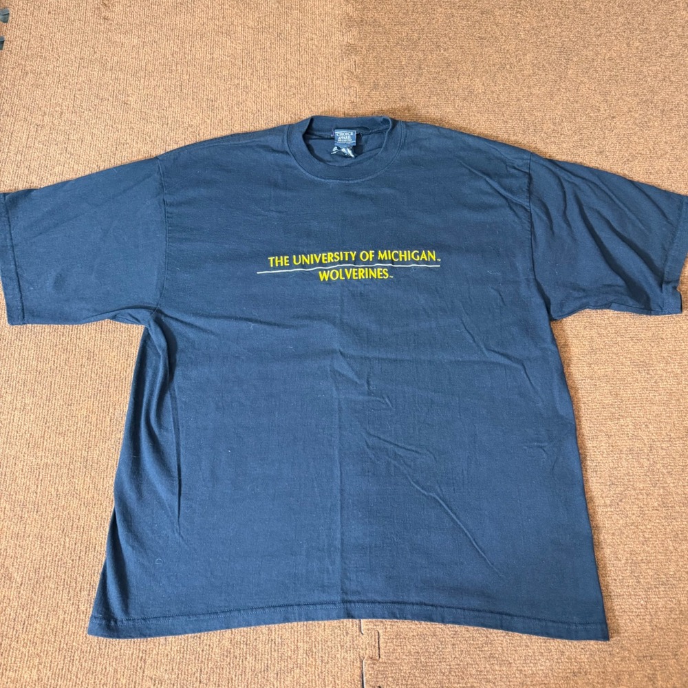 VTG Choice Apparel University of Michigan Wolverines Navy Cotton TShirt‎ Mens XL